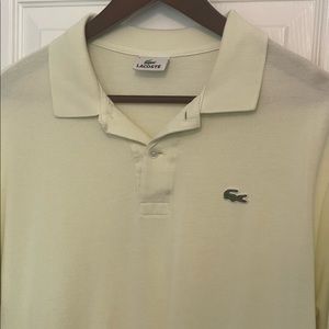 Lacoste Polo Shirt Mesh Pique Short Sleeve Solid Yellow Alligator Logo Men Sz 6